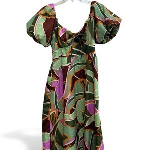 Live 4 Truth Vibrant Green and Purple Maxi Dress Puff Sleeve